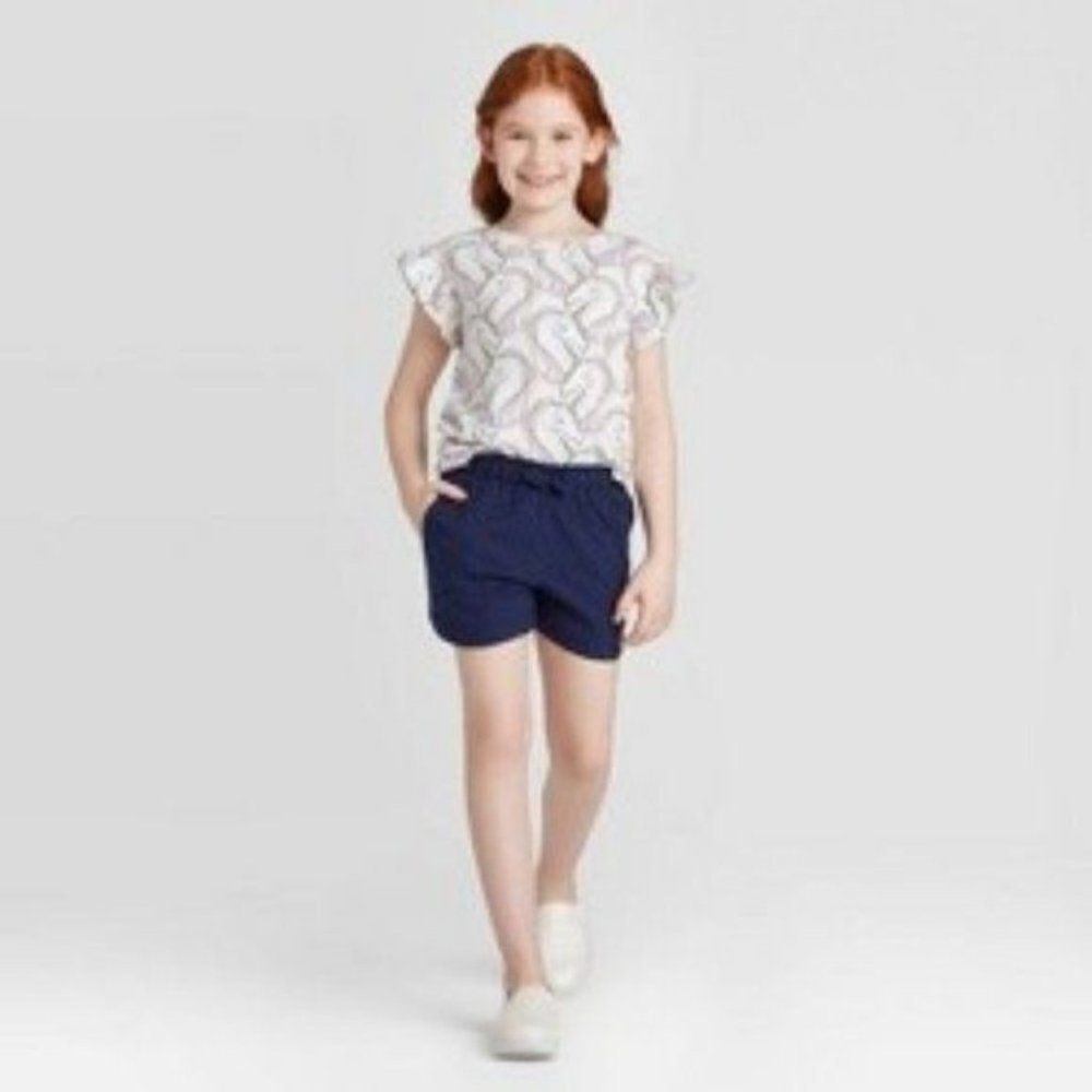 French Toast Girls Navy Blue Tie Front Shorts 16